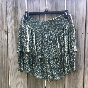 High Waisted Floral Ruffle Mini Skirt